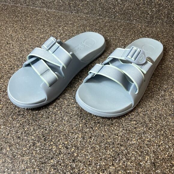 Chaco Summer Sandals Women's Size 11 Flats Slip On Blue Rubber Synthetic Slides - Picture 3 of 11